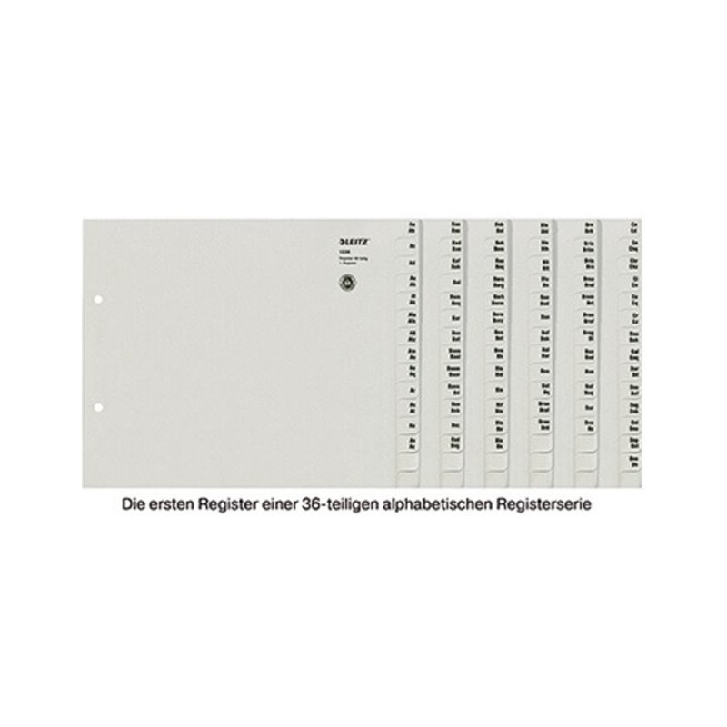 Leitz Registerserie 13360085 DIN A4 A-Z 36Ordner Tauenpapier grau