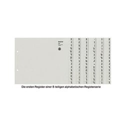 Leitz Registerserie 13080085 DIN A4 A-Z für 8Ordner halbe Höhe grau
