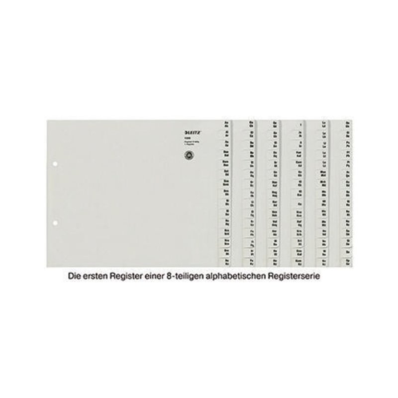 Leitz Registerserie 13080085 DIN A4 A-Z für 8Ordner halbe Höhe grau