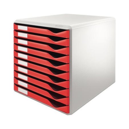 Leitz Schubladenbox 52810025 DIN A4 10Schubfächer lichtgr/rt