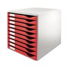 Leitz Schubladenbox 52810025 DIN A4 10Schubfächer lichtgr/rt