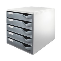 Leitz Schubladenbox 52800089 DIN A4 5Schubfächer lichtgr/d.gr