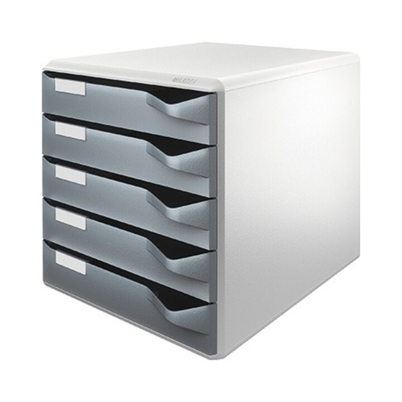 Leitz Schubladenbox 52800089 DIN A4 5Schubfächer lichtgr/d.gr