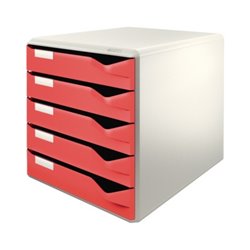 Leitz Schubladenbox 52800025 DIN A4 5Schubfächer lichtgr/rt