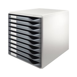 Leitz Schubladenbox 52810089 DIN A4 10Schubfächer lichtgr/d.gr