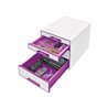Leitz Schubladenbox WOW CUBE 52131062 4Schubfächer weiß/violett
