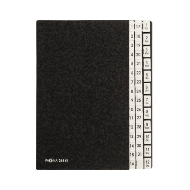 PAGNA Pultordner 24441-04 DIN A4 1-31/1-12 44Fächer Hartpappe sw