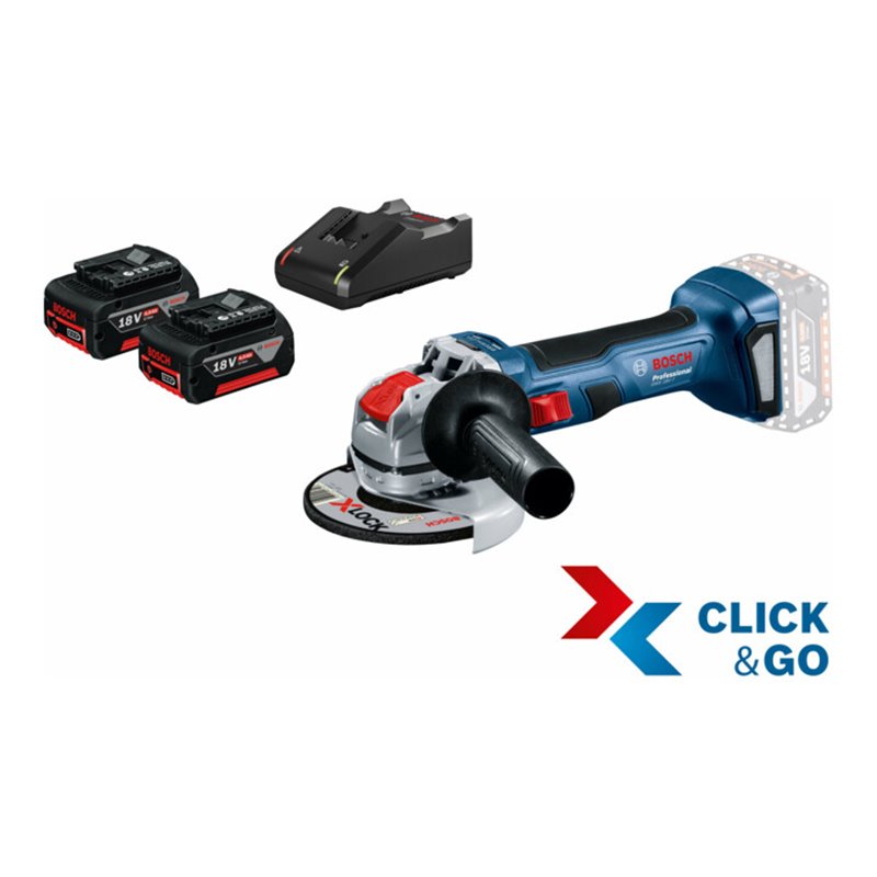 Bosch Akku-Winkelschleifer GWX 18V-7 mit 2x Akku GBA 18V 4.0Ah in L-BOXX