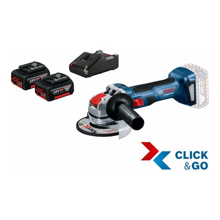 Bosch Akku-Winkelschleifer GWX 18V-7 mit 2x Akku GBA 18V 4.0Ah in L-BOXX