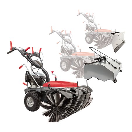 Scheppach Benzin- Kehrmaschine Set SC2200PE inkl. Sammelbehälter, Elektrostart, Schneeschild & Auffangbehälter