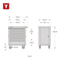STIER Werkstattwagen mit Schutzvorrichtung und Seitentür bestückt 241-teilig