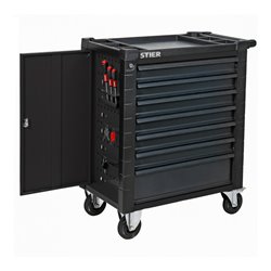 STIER Werkstattwagen mit Schutzvorrichtung und Seitentür bestückt 241-teilig