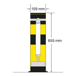 Moravia Rammschutz-Poller SWING für außen, Stahl,  gelb/schw., zum Aufdübeln, 159