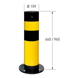 Moravia Rammschutz-Poller SWING für innen, Stahl,  gelb/schw., zum Aufdübeln, 159 mm
