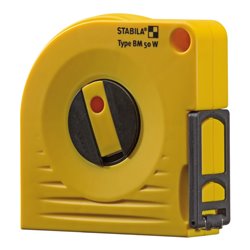 STABILA Bandmaß BM 50 W, 10 m, weißlackiertes Stahl-Messband, mit Universalhaken
