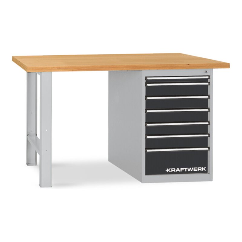 Kraftwerk Werkbank 840x1500x700 mm, Schubladenbox mit 7 Schubladen