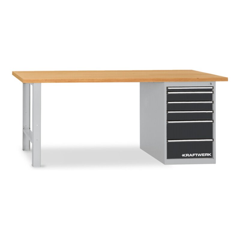 Kraftwerk Werkbank 840x2000x700 mm, Schubladenbox mit 6 Schubladen
