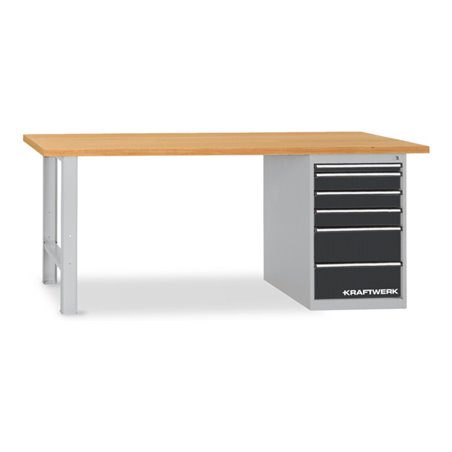 Kraftwerk Werkbank 840x2000x700 mm, Schubladenbox mit 6 Schubladen