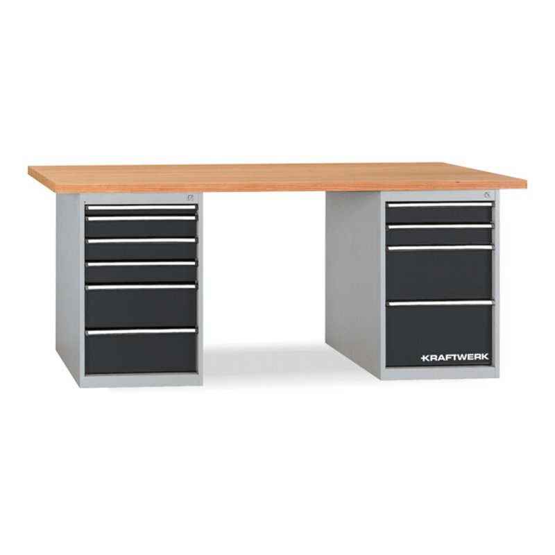 Kraftwerk Werkbank 840x2000x700 mm, 2 Schubladenboxen, 10 Schubladen