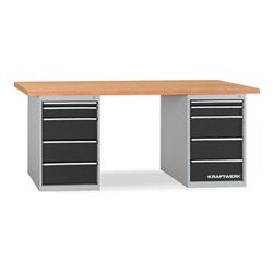 Kraftwerk Werkbank 850x2000x700 mm, 2 Schubladenboxen je 5 Schubladen