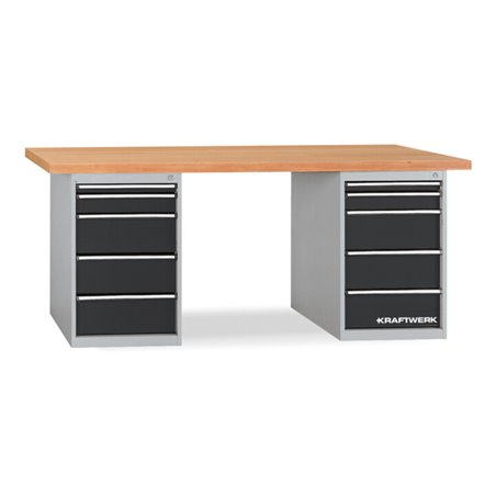 Kraftwerk Werkbank 850x2000x700 mm, 2 Schubladenboxen je 5 Schubladen