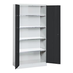 Kraftwerk Flügeltürschrank, 950x1900x500 mm, 4 Fachböden RAL7035/7016