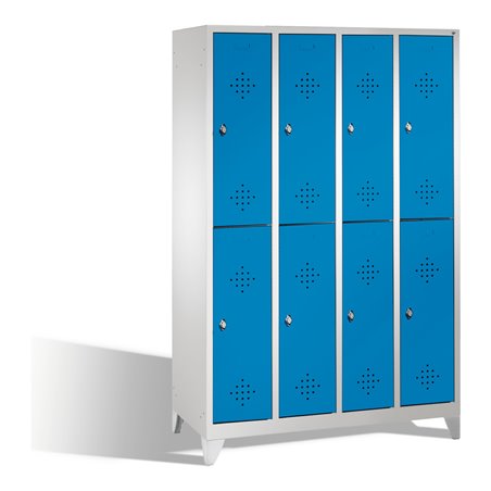 C+P Doppelstockspind Classic auf Füßen 8 Fächer Front Lichtblau Korpus Lichtgrau