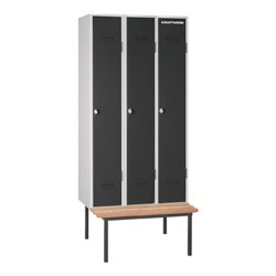 Kraftwerk Garderobenschrank mit Sitzbank Serie 53, 900x2100x500 mm, 3 Abteile