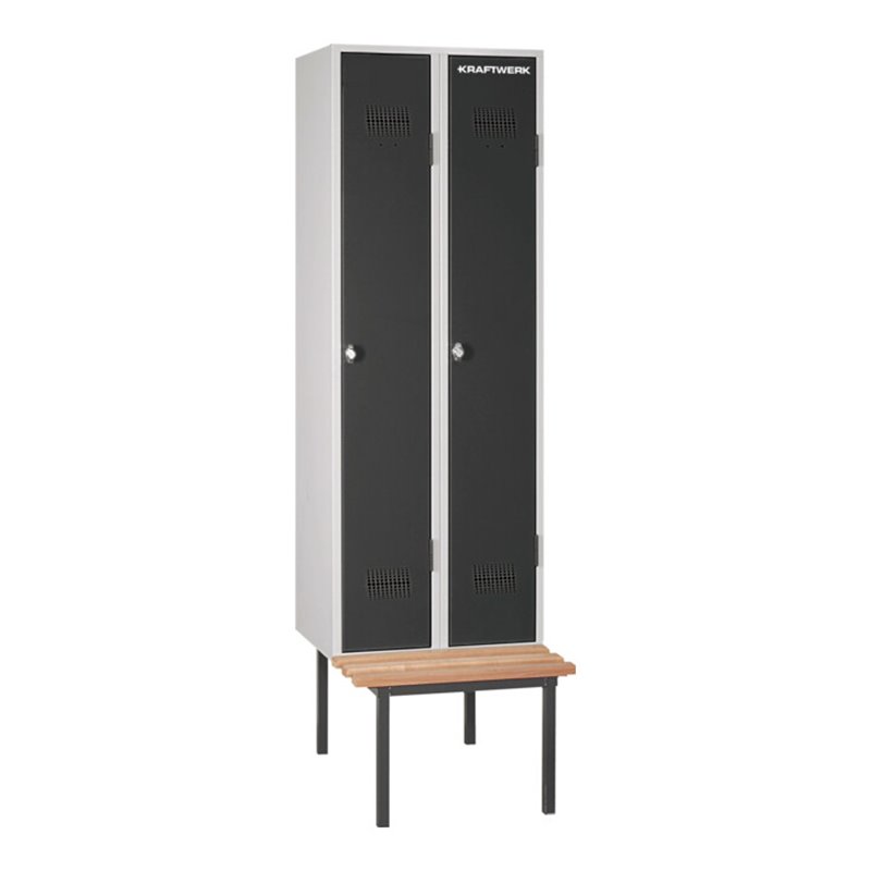 Kraftwerk Garderobenschrank mit Sitzbank Serie 53, 600x2100x500 mm, 2 Abteile