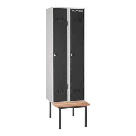 Kraftwerk Garderobenschrank mit Sitzbank Serie 53, 600x2100x500 mm, 2 Abteile