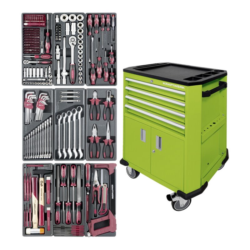 Kraftwerk Werkstattwagen P206 Grün bestückt 286 - tlg.