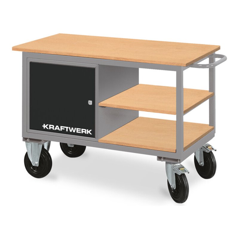 Kraftwerk Werkstattwagen mit 1 Schrankelement und 2 Ablageböden, 835x1300x600 mm, 75 KG