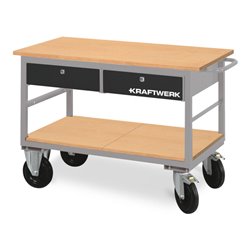 Kraftwerk Werkstattwagen mit 2 Schubladen und 1 Ablageboden, 835x1300x600 mm, 75 KG
