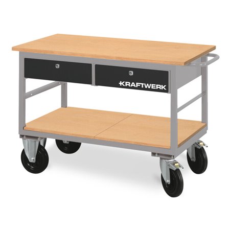 Kraftwerk Werkstattwagen mit 2 Schubladen und 1 Ablageboden, 835x1300x600 mm, 75 KG