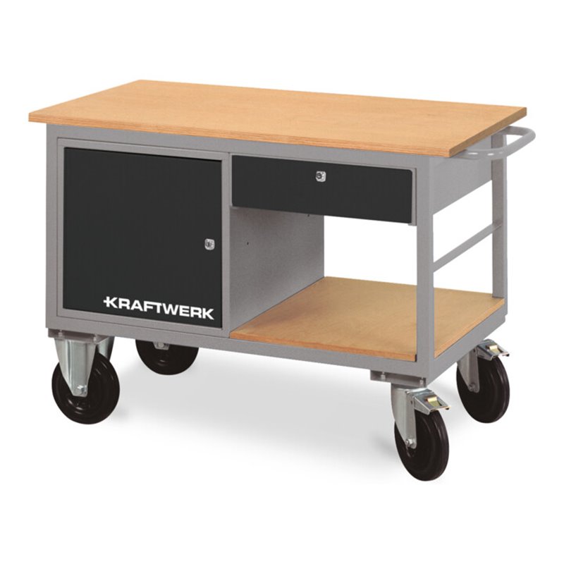 Kraftwerk Werkstattwagen mit 1 Schubladenbox, 1 Schublade und 1 Ablageboden, 835x1300x600 mm, 83 KG