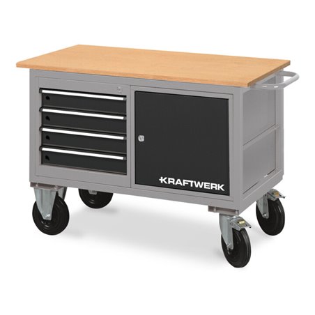 Kraftwerk Werkstattwagen mit 4 Schubladen und 1 Schubladenbox, 835x1300x600 mm, 107 KG