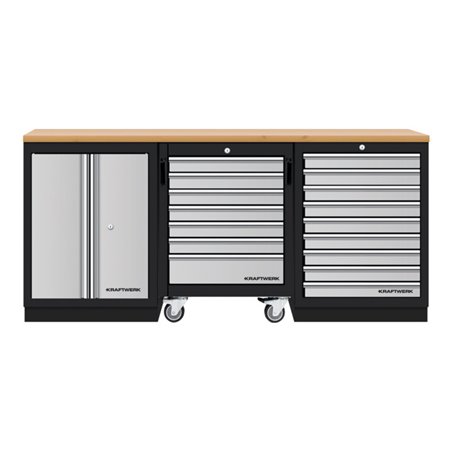 Kraftwerk Mobilio 3er Kombi mit Werkstattwagen, Buche Multiplex,