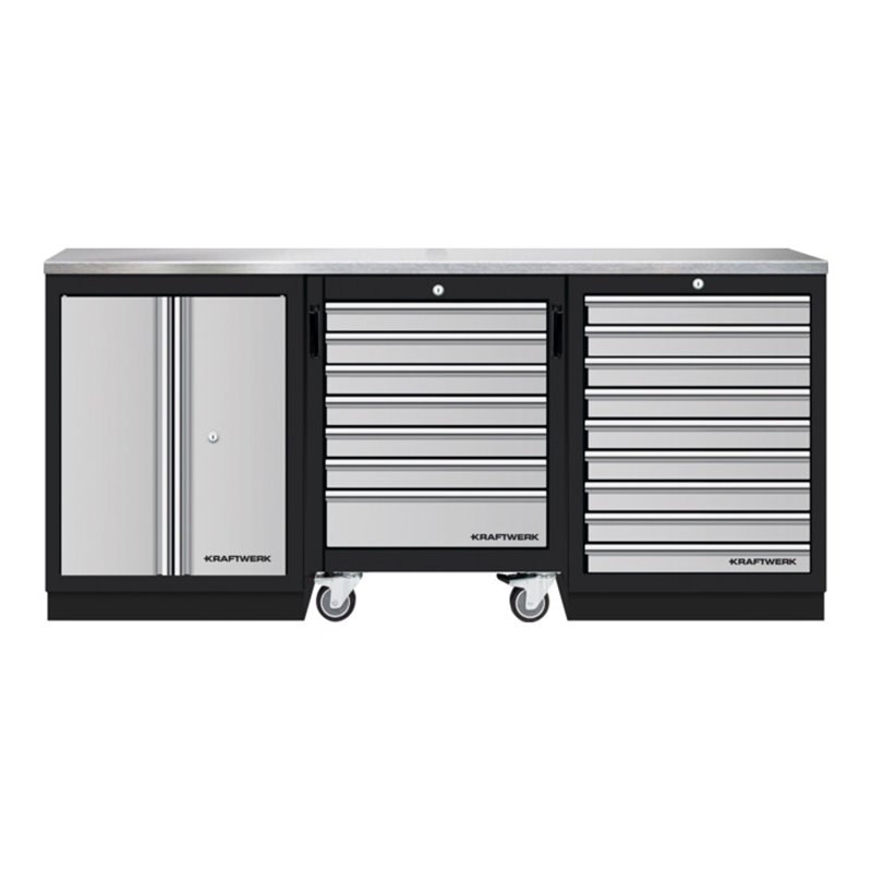 Kraftwerk Mobilio 3er Kombi mit Werkstattwagen, Edelstahl,