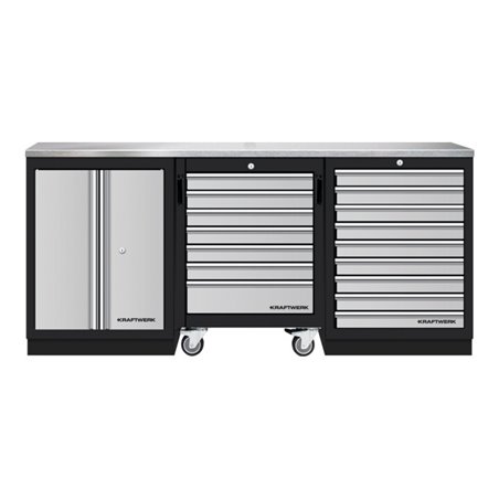 Kraftwerk Mobilio 3er Kombi mit Werkstattwagen, Edelstahl,