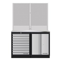 Kraftwerk Mobilio 2er Kombi Lochwand 1 Edelstahl, 9 Schubladen