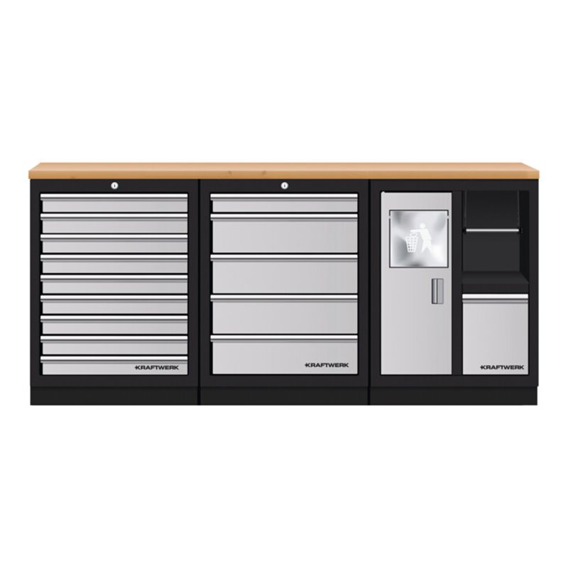 Kraftwerk Mobilio 3er Kombi Eimer, Buche Multiplex