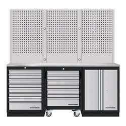 Kraftwerk Mobilio 3er Kombi Lochwand und Werkstattwagen Edelstahl