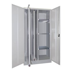 Pavoy Stahl-Vertikalauszugsschrank , Trennwand, 2 Auszüge, 3 Böden, RAL 7035