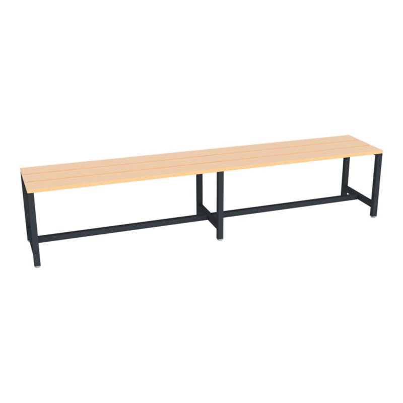 Pavoy Umkleidesitzbank 2000 mm, einseitig, Buchenleisten, RAL 7016