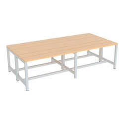 Pavoy Umkleidesitzbank 1500 mm, doppelseitig, Buchenleisten, RAL 7035