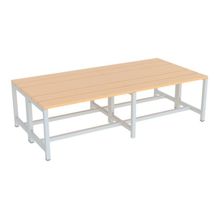 Pavoy Umkleidesitzbank 1500 mm, doppelseitig, Buchenleisten, RAL 7035