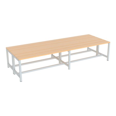 Pavoy Umkleidesitzbank 2000 mm, doppelseitig, Buchenleisten, RAL 7035