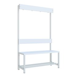 Pavoy Garderobenbank 1000 mm m.Rückenl., Hakenl. mit Schuhrosten, RAL 7035