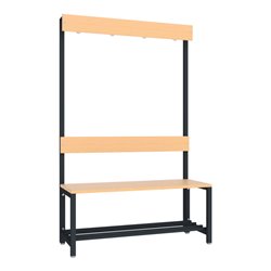 Pavoy Garderobenbank 1000 mm m.Rückenl., Hakenl. und Schuhrosten, RAL 7016