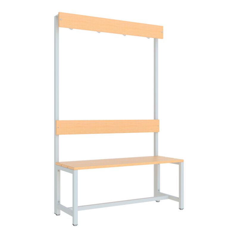 Pavoy Garderobensitzbank 1000 mm, einseitig, Buchenleisten, RAL 7035